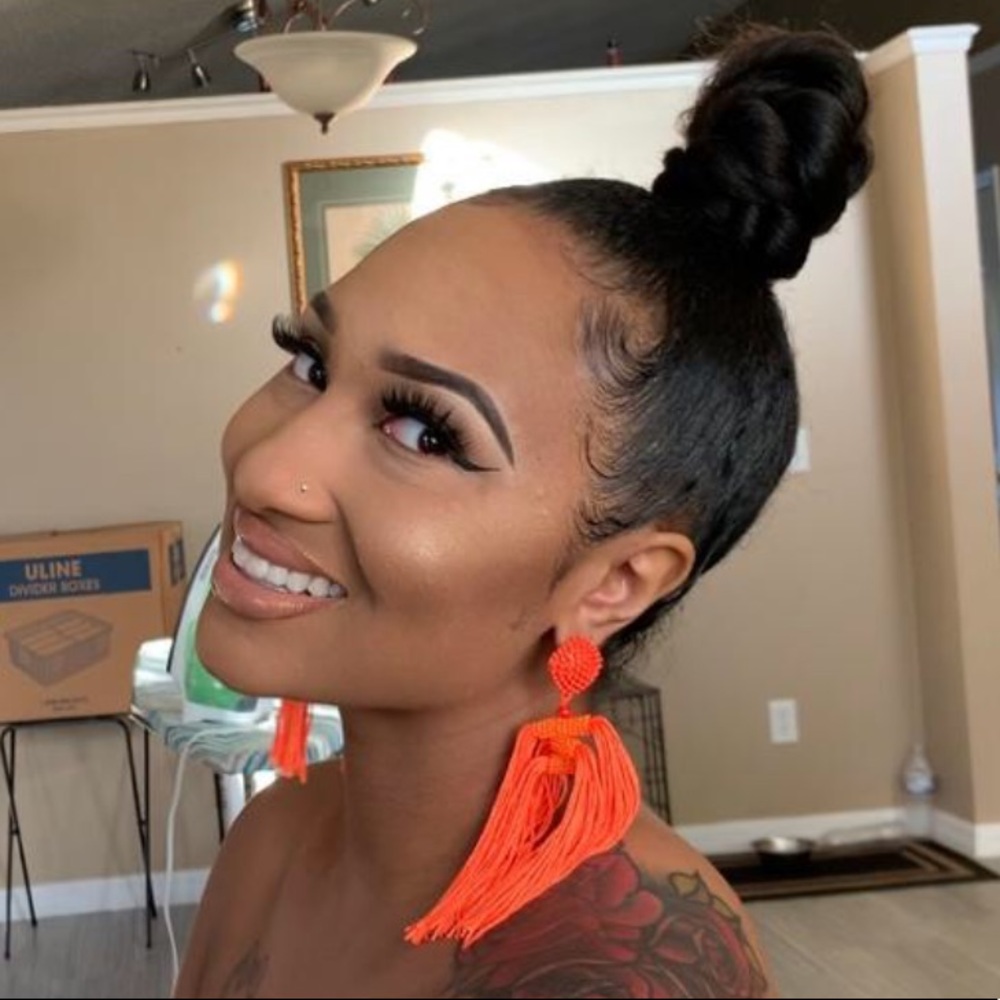 🧡Orange Double Tassel Beaded Earrings🧡